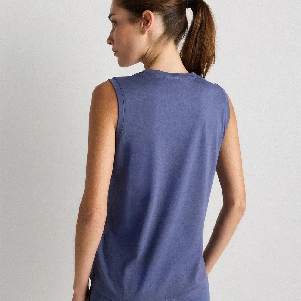 NWT Quince Cotton Modal Muscle Tank| Storm Blue - Picture 7 of 8